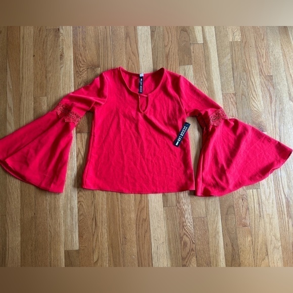 DESIGN lab bell sleeve blouse red size XS - Picture 2 of 5